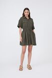Doublecloth Utility Dress In Organic Cotton, MILITARY GREEN - alternate image 3