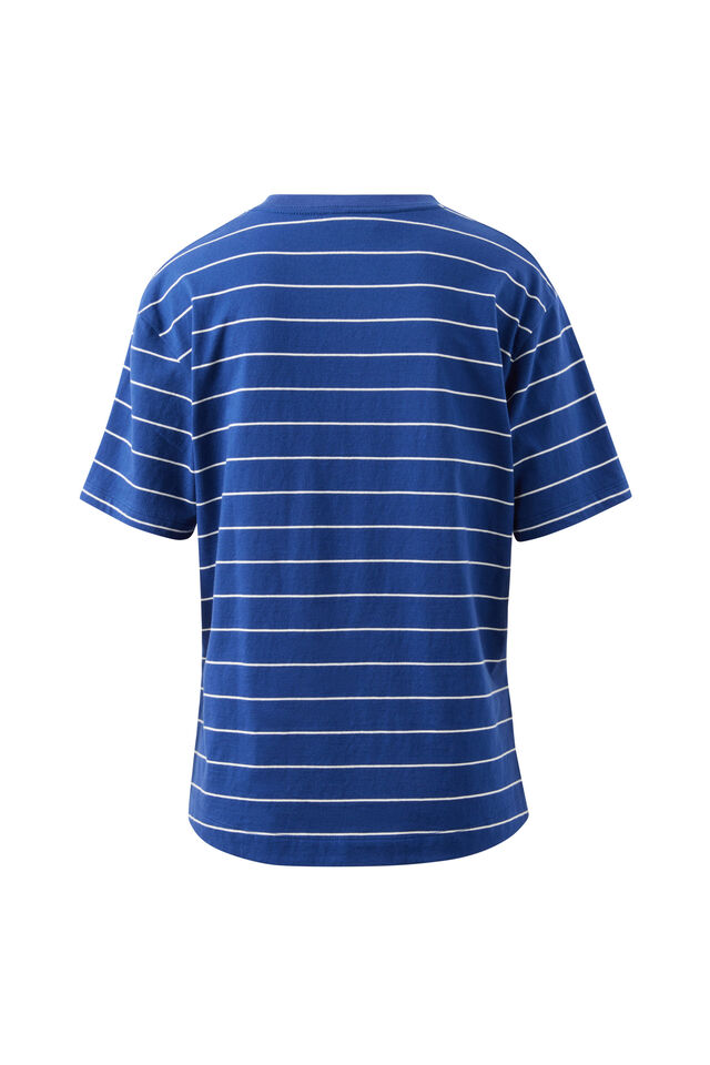Stevie Slouchy Tee, PRUSSIAN BLUE/MILK STRIPE