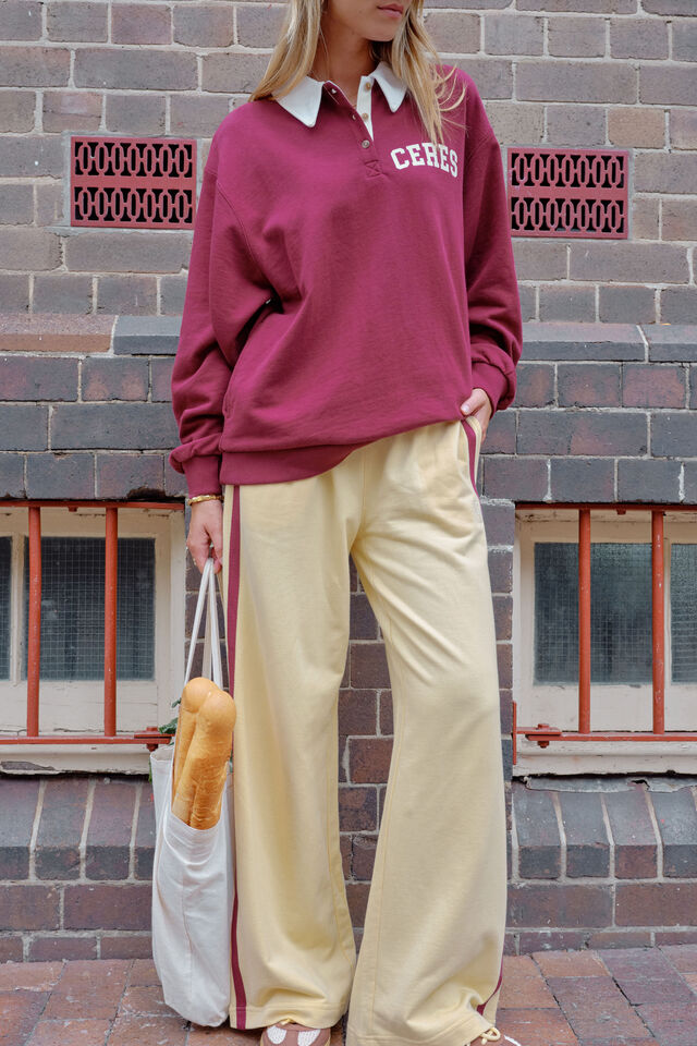 Wren Rugby Sweat, WASHED BURGUNDY WHITE HERITAGE LOGO
