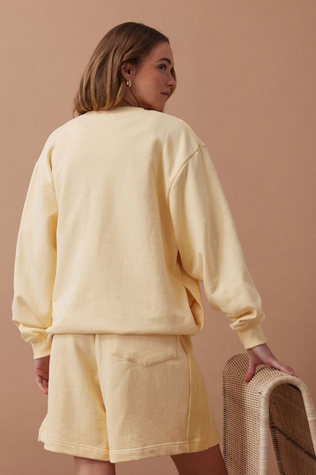 Isla Oversized Slouchy Crew, SUNNY YELLOW HERITAGE LOGO