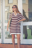 Textured Stripe Knit Dress, ECRU/PHANTOM COFFEE STRIPE - alternate image 1