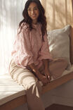 Cable Split Hem Crew In Organic Cotton, WASHED PINK TWIST - alternate image 3