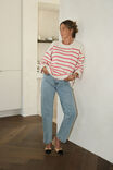 Relaxed Crew Tunic, ECRU/HERITAGE RED STRIPE - alternate image 1