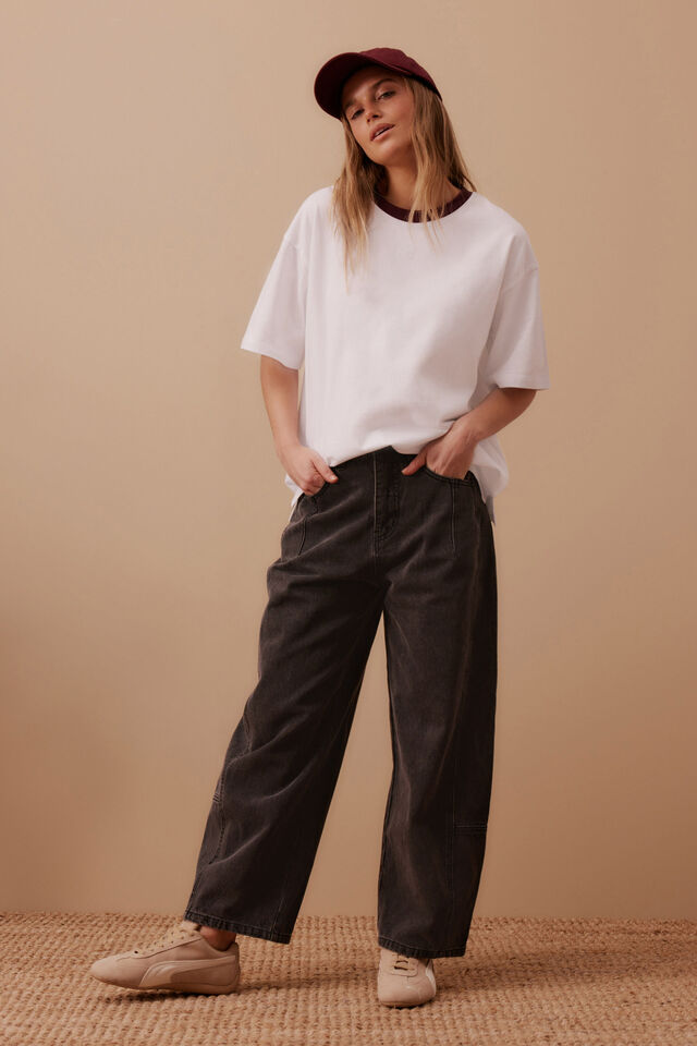 Ringer Tee, WHITE/RAISIN