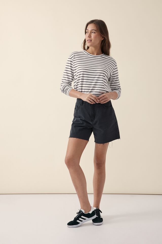 Classic Denim Short In Cotton Lyocell, WASHED BLACK