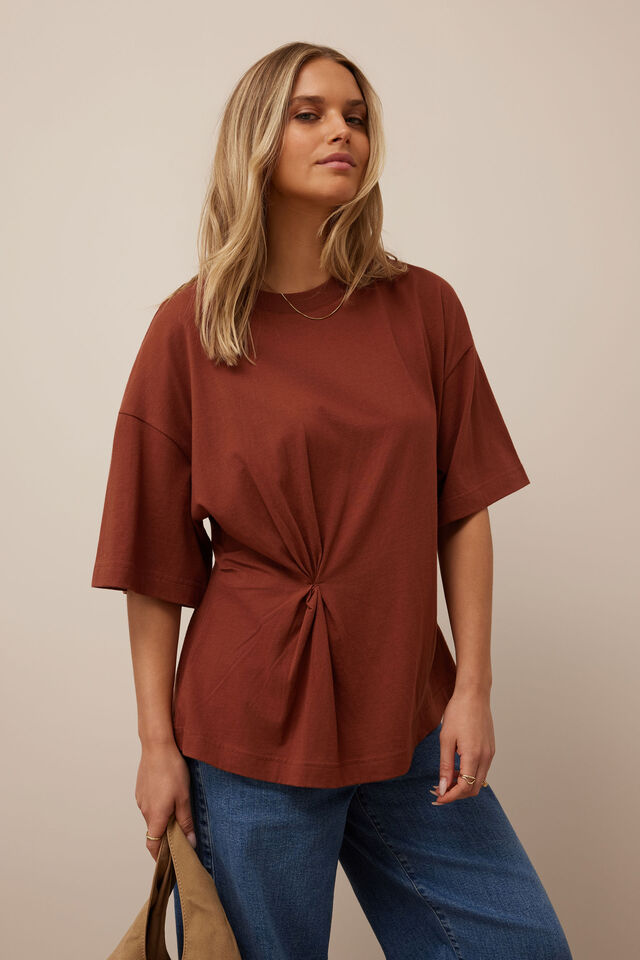 Kaia Twist Tee, GINGER