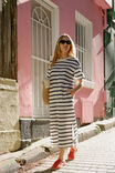 Midi Terry Dress, WHITE NEW NAVY STRIPE - alternate image 1