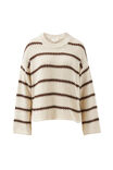 Lila Oversized Knit Crew, ECRU STRIPE - example image 2