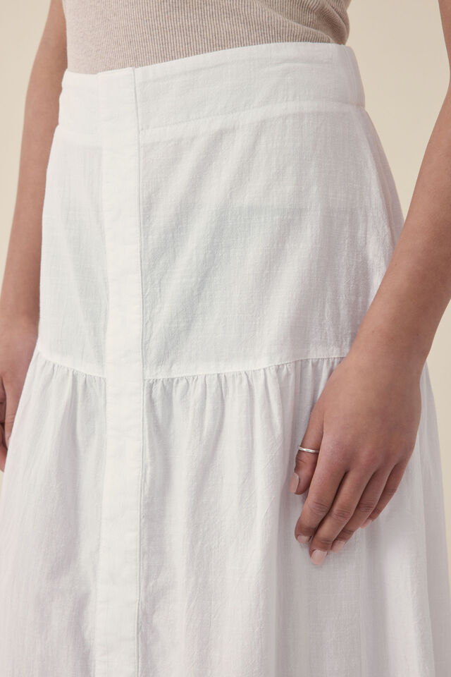 Tiered Maxi Skirt, WHITE