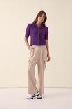 Ss Collared Cardigan In Alpaca Wool Blend, DEEP PURPLE - alternate image 4