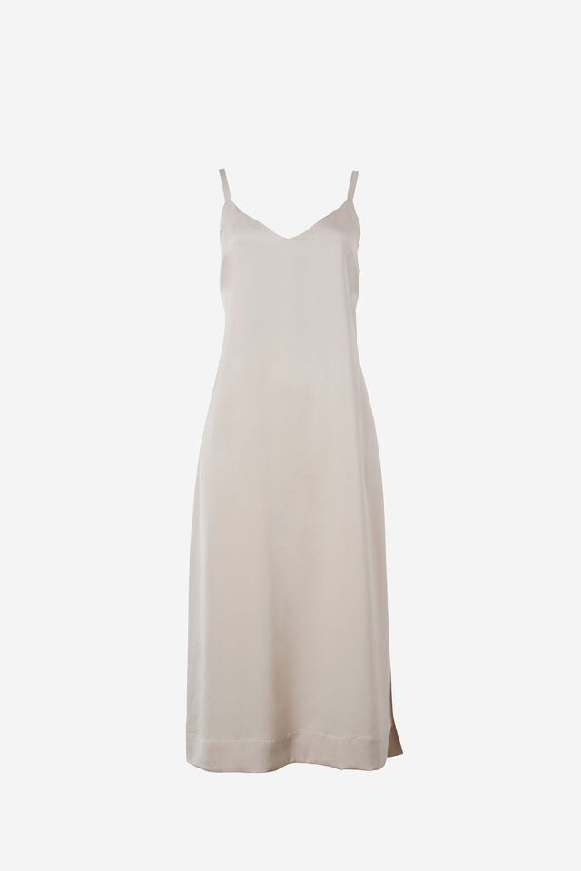 Satin Slip Dress With Recycled Fibres, CHAMPAGNE