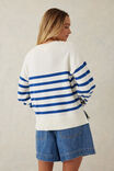 Boxy Knit With Embroidery, WINTER WHITE/BRIGHT BLUE STRIPE - alternate image 3