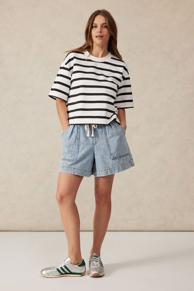 Boxy Terry Tee, WHITE PHANTOM STRIPE