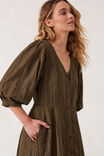 Sculptured Sleeve Midi Dress, DEEP OLIVE - alternate image 4