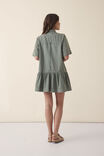 Short Sleeve Tiered Shirt Dress, SOFT KHAKI RESCUED FABRIC - alternate image 6