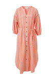 Crinkle Midi Dress, CORAL WHITE GINGHAM - alternate image 2