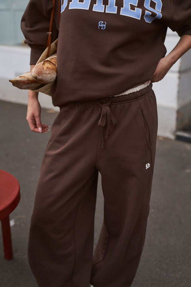 Bowie Barrel Leg Trackpant, BRUNETTE BROWN CONTRAST BUFF BIND