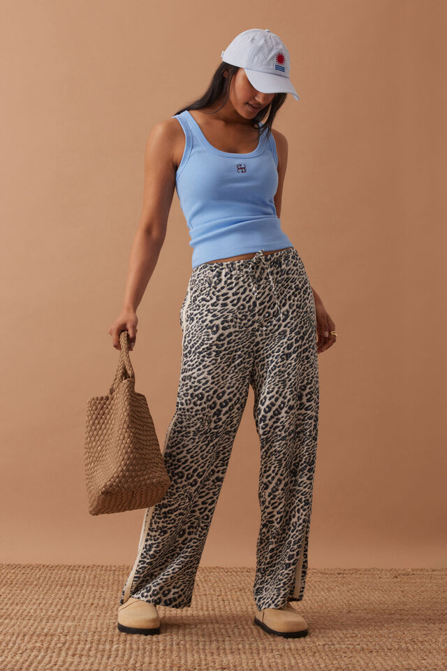 Zoe Contour Rib Scoop Tank, POWDER BLUE/ MONOGRAM EMBROIDERY