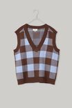 Soft Knit Checkered Vest In Recycled Blend, BITTER CHOC BLUE SHADOW CHECK - alternate image 5