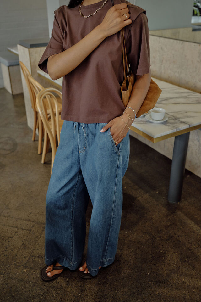 Rainey Pleat Sleeve Tee, BRUNETTE BROWN