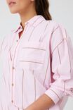 Oversized Poplin Shirt In Organic Cotton, WASHED PINK AND WARM GINGER STRIPE - alternate image 6