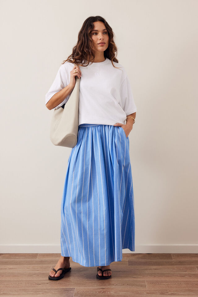 Florence Maxi Skirt, OXFORD BLUE WHITE STRIPE
