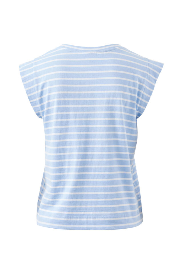 Esme Extended Shoulder Tee, CHINA BLUE/WHITE STRIPE