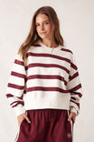 Cropped Slouchy Crew, BURGUNDY STRIPE - alternate image 3