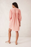 Crinkle Mini Dress, CORAL WHITE GINGHAM - alternate image 4