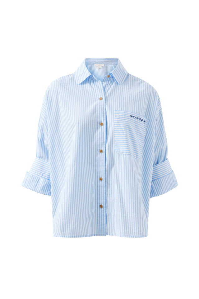 Miya Shirt, BLUE STRIPE FISH