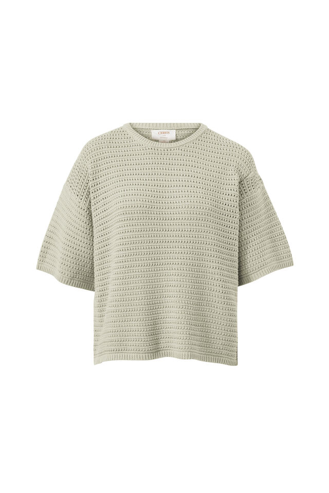 Nina Boxy Knit Tee, MATCHA