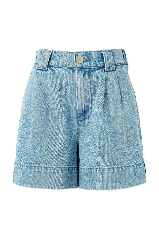 Billie Pleat Front Short, VINTAGE BLUE DENIM