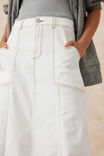 Flared Denim Midi Skirt, FRESH ECRU RESCUED DENIM - alternate image 5