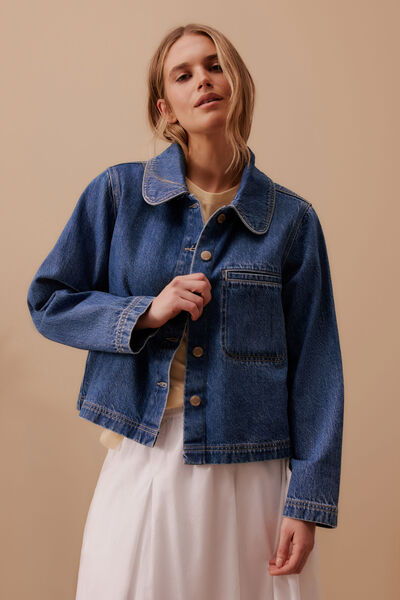 Sienna Denim Swing Jacket, FRESH INDIGO