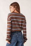 Slouchy Long Sleeve  Tee, CHALK/CHOC RETRO STRIPE - alternate image 3