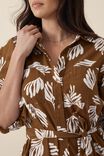 Puff Sleeve Midi Shirt Dress, NUTMEG LEAF TEXTURED ORGANIC COTTON - alternate image 4