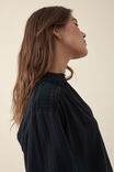 Lace Detail Henley Shirt, BLACK - alternate image 5
