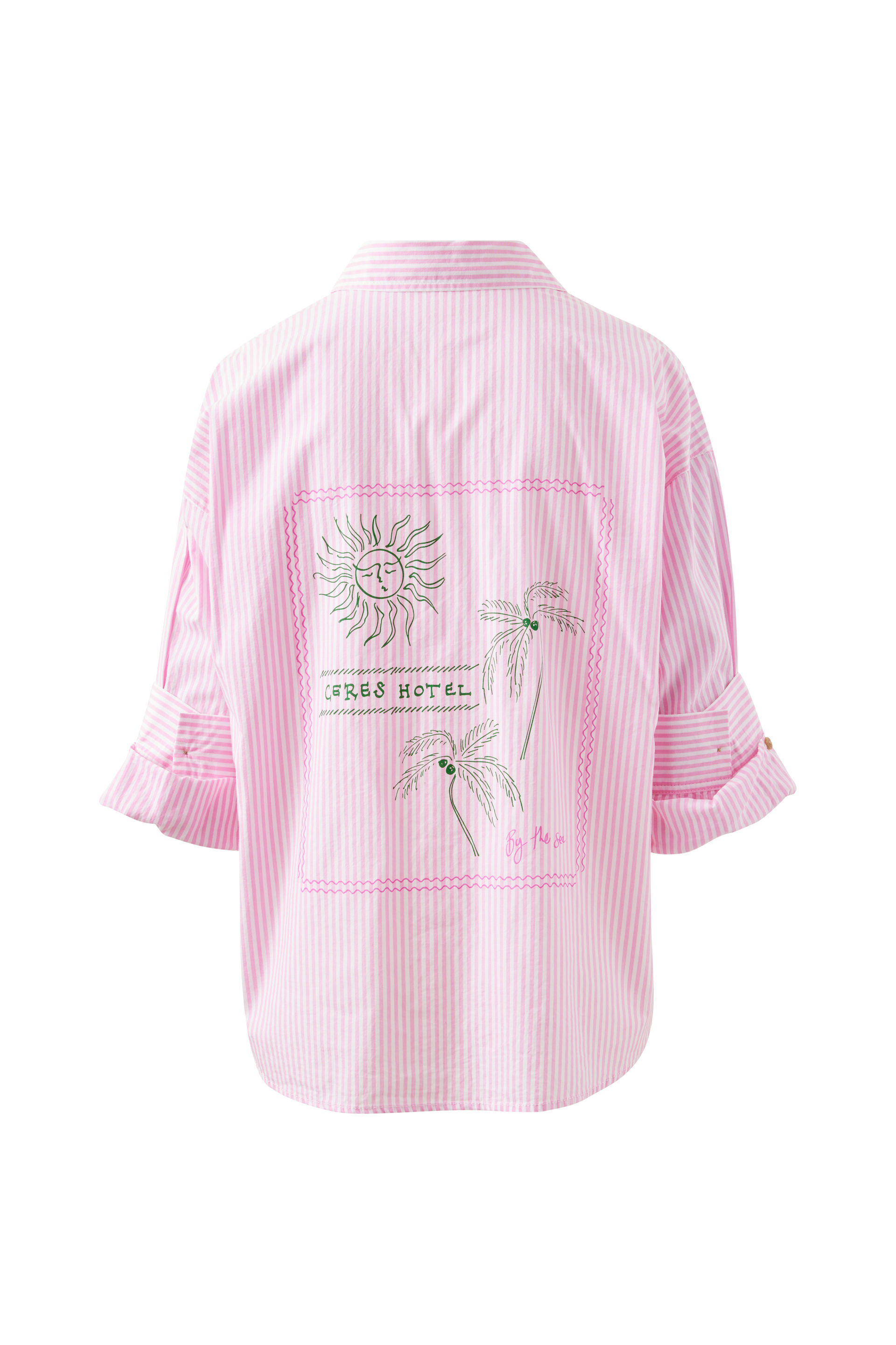 新品未使用タグ付き　今季　完売　stripe tunic shirt ピンク Ultra Light Silk Tencel Striped Pintucked Shirt – Tibi Official