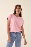 Roll Cuff Tee In Australian Cotton, MARSHMELLOW - alternate image 4