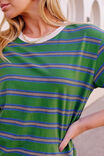 Stevie Slouchy Tee, BASIL/BLUE STRIPE - example image 4