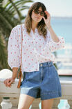 WHITE RED EMBROIDERED