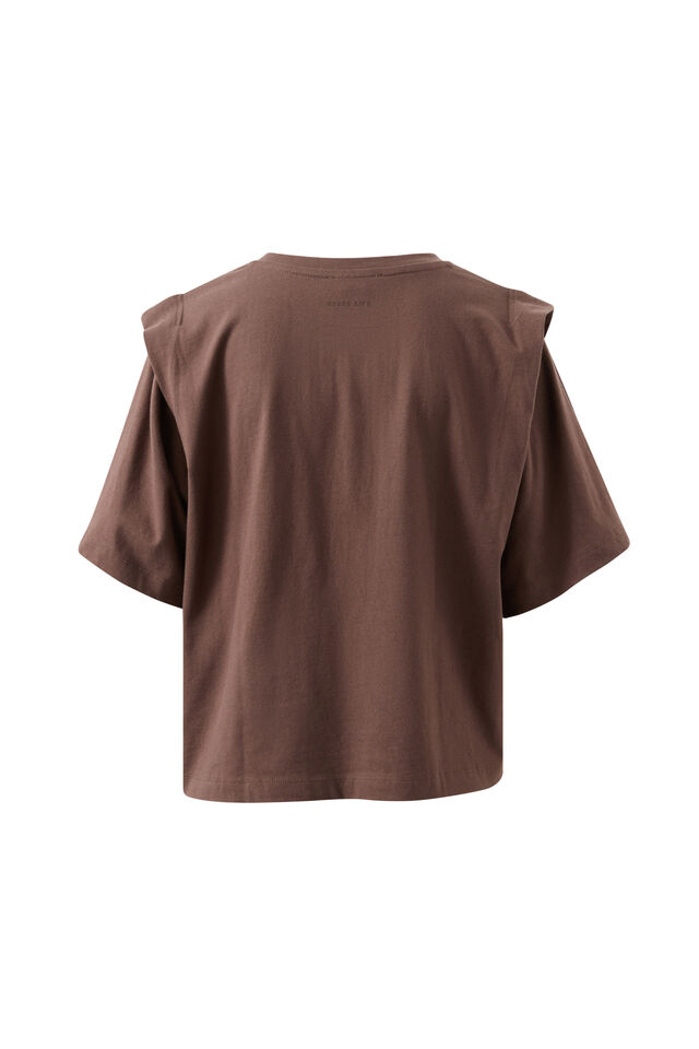 Rainey Pleat Sleeve Tee, BRUNETTE BROWN