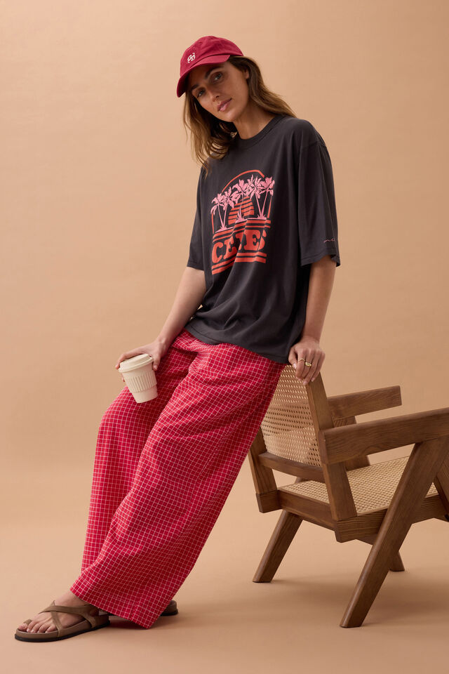 Liv Oversized Tee, PHANTOM/CERES SUNSET PALMS