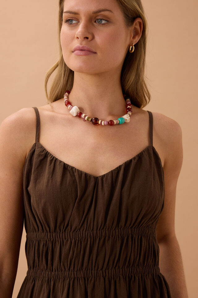 Rhea Midi Dress, CHOCOLATE