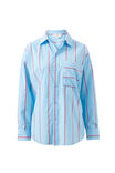 Peta Oversized Shirt, FRESH BLUE RED BOLD STRIPE - example image 2