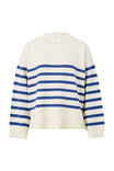 Boxy Knit With Embroidery, WINTER WHITE/BRIGHT BLUE STRIPE - alternate image 2