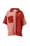 Colourblock Shirt In Rescued Cord, BERRY PINK - alternate image 2