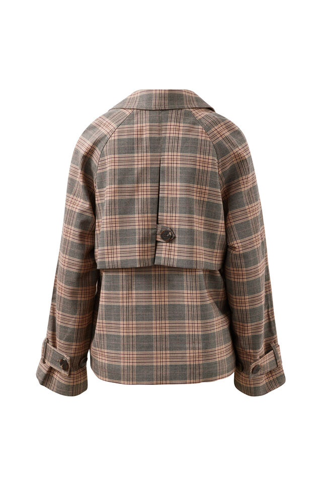 Lexi Short Trench, BROWN CHECK