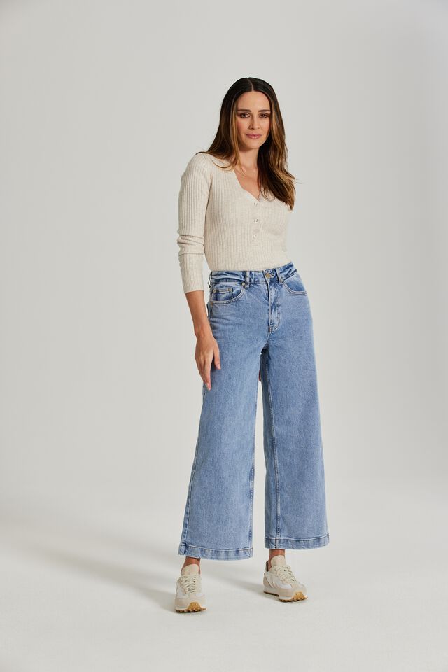 Wide Leg Jean With Organic Cotton, VINTAGE BLUE