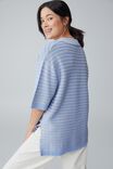 Jacquard Boxy Knit Polo In Organic Cotton, BLUE SHADOW AND LATTE